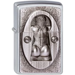 image of Zippo Unisex Adult Keyhole Emblem Windproof Pocket Lighter Chrome