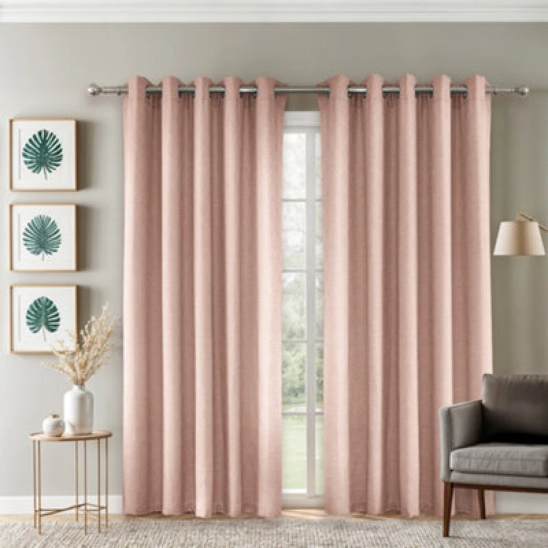 Image of Emma Barclay Sorrento Ultra Blackout Eyelet Curtains, Blush Pink - 46 X 54" Pair