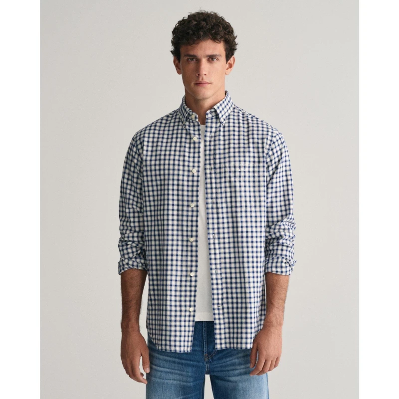Image of Gant Regular Fit Checked Archive Oxford Shirt - Blue Blue S
