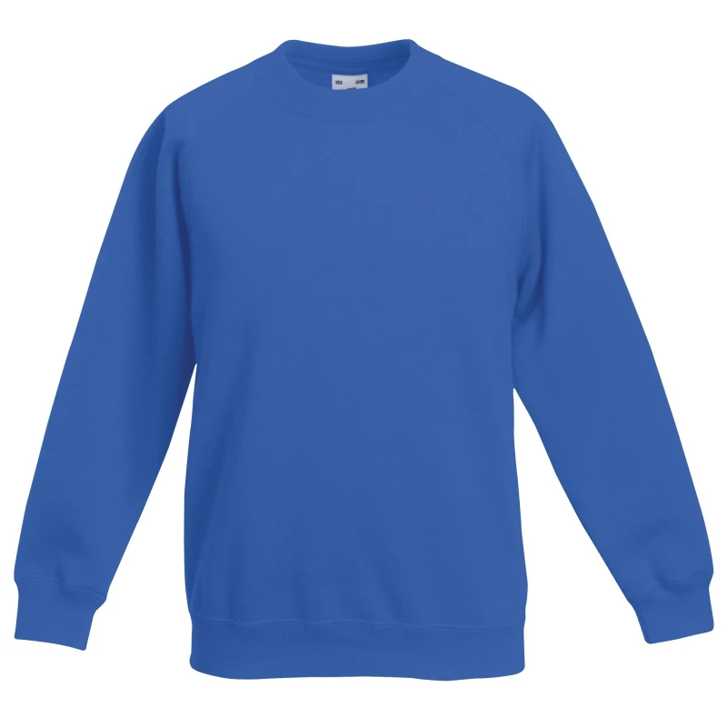 Image of Fruit of the Loom Raglan Sleeve Sweatshirt Pack of 2 in Royal Size: 12-13 Years Royal Unisex 12-13 Years