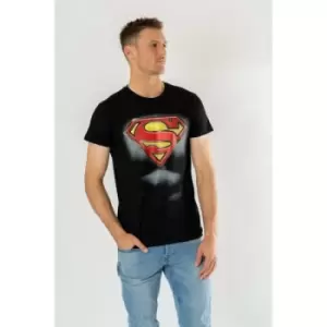 Image of Superman Black Ripped T-Shirt Ex Ex Large