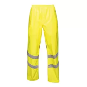 Image of Regatta Unisex Hi Vis Pro Reflective Packaway Work Over Trousers (L) (Yellow)