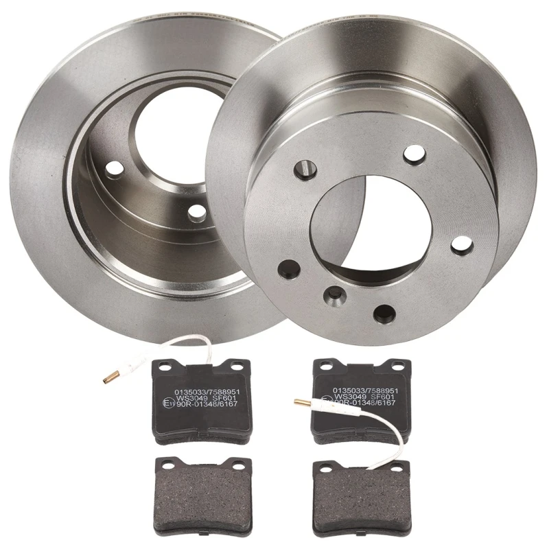 Image of RIDEX 3405B2311 Brake disc and pads set Rear Axle, Brake Disc Type: Solid, with integrated wear sensor Brake Set,disc brakes (3405)