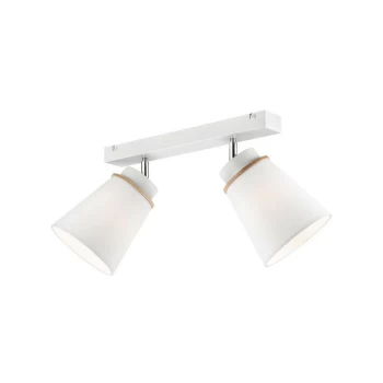 image of Agustino Twin Spotlight, Fabric Shade, White , 2x E27