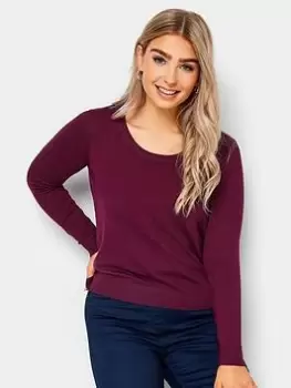 image of M&Co Petite Petite Crew Neck Jumper Purple, Purple, Size 12-14, Women