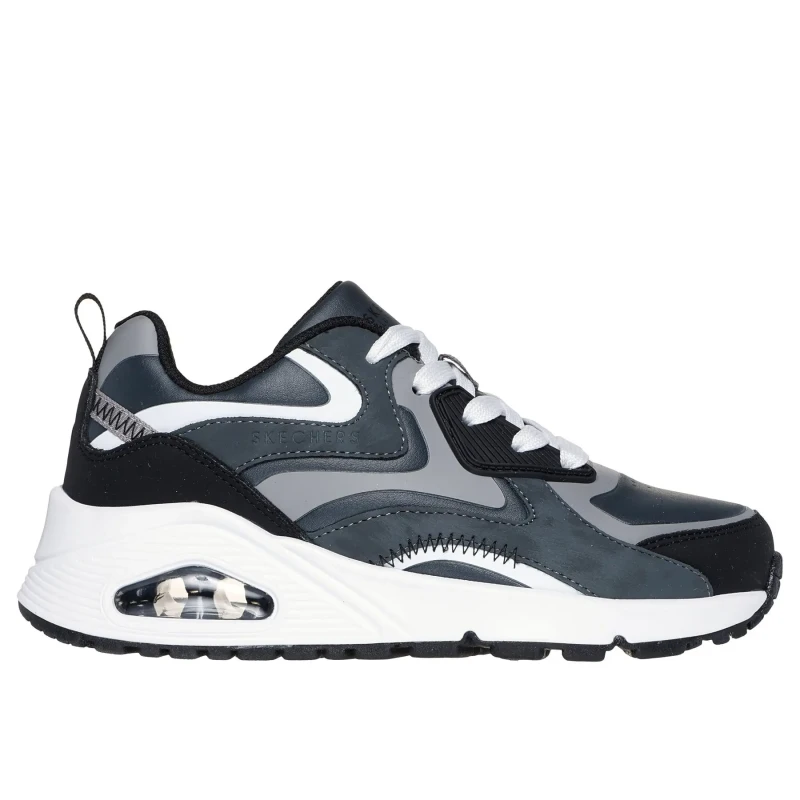 Image of Skechers Boys Uno Gen1 Lace Up Trainer, Grey, Size 5 Older Grey W01A6 Unisex 5 Older