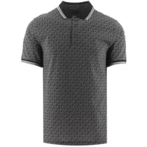 image of Michael Kors Black Greenwich Logo Print Polo Shirt