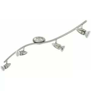Image of Flush Ceiling Light Colour Satin Nickel Chrome Shade Bulb GU10 4x3W Included