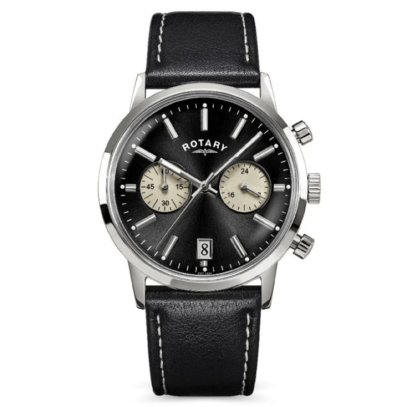 Image of Rotary RGS10067/04 1895 Chronograph Black Leather Strap Watch - W13321