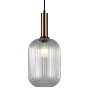 image of Italux Antiola - Modern Hanging Pendant Brass 1 Light with Clear Shade, E27