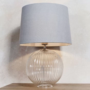 Image of 1 Light Table Light Clear Ribbed Glass & Satin Nickel Plate (Base only), E27