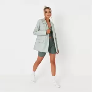 Missguided Petite Prm Oversized Faux Lthr Blz Coord - Green