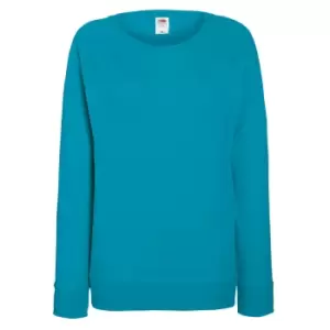 Fruit OF The Loom Ladies Fitted Lightweight Raglan Sweatshirt (240 GSM) (S) (Azure Blue)