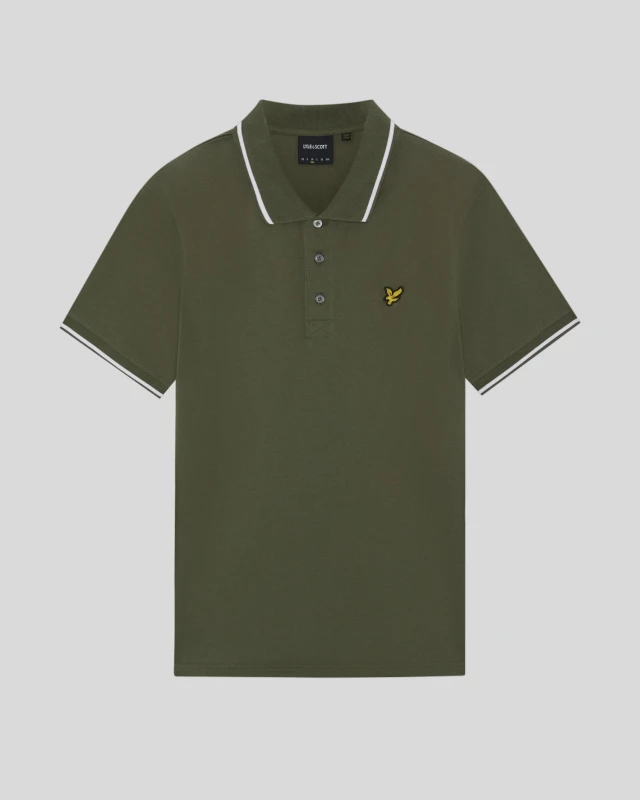 Image of Lyle & Scott Mens Tipped Polo Shirt True olive/ White