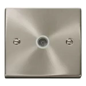Image of Click Deco Single Coaxial Television Outlet Satin Chrome White VPSC065WH