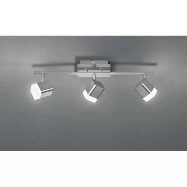 image of Roubaix Modern 3 Light Ceiling Spotlight Bar Nickel Matt 3000K