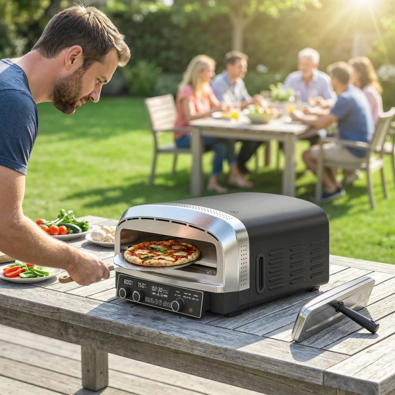Image of OUTSUNNY Outdoor Pizza Oven Dual Heating Control 37cm in Black Unisex