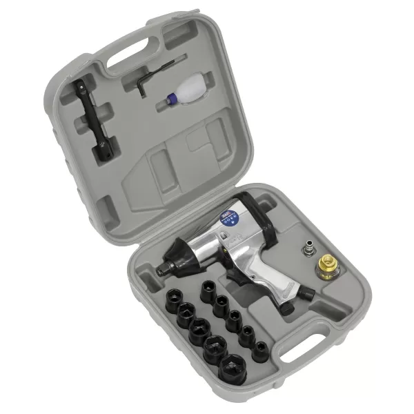 image of Genuine SEALEY SA2/TS Air Impact Wrench Kit with Sockets 1/2Sq Drive