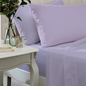 image of Catherine Lansfield Non-Iron Plain Dye Flat Sheet - Lilac Kingsize