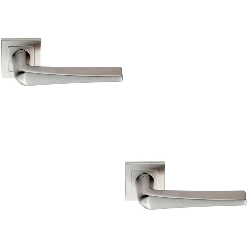 Image of Loops 2x PAIR Square Cut Tapered Handle on Square Rose Concealed Fix Satin Steel Metallics