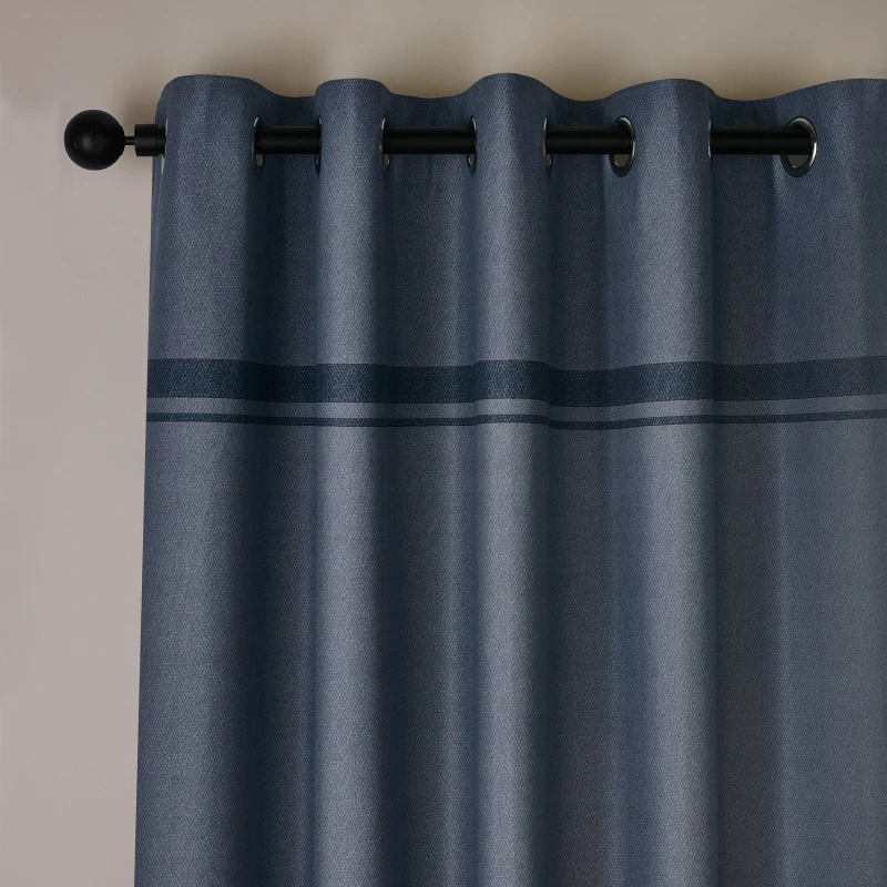 Image of Catherine Lansfield Catherine Lansfield 'Melville' Lined Eyelet Curtains in Blue Size: 117cm width x 183cm drop Blue 117cm width x 183cm drop Unisex