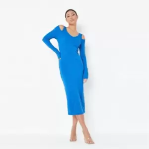 Missguided Cut Out Shoulder Midaxi Dress - Blue