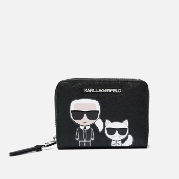 image of KARL LAGERFELD Womens K/Ikonik Sm Folded Zip Wallet - Black