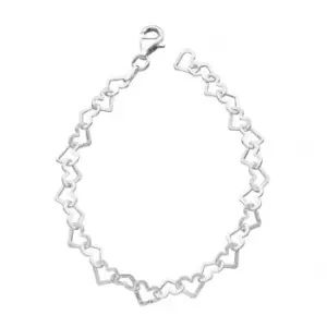 image of Beginnings Sterling Silver B4323 Diamond Cut Heart 19cm Bracelet