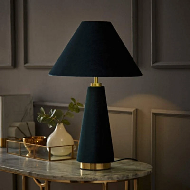 Image of Valuelights Martha Conical Teal Velvet Table Lamp