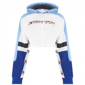 image of Tommy Sport Crop Hoodie - Alaskan Blue