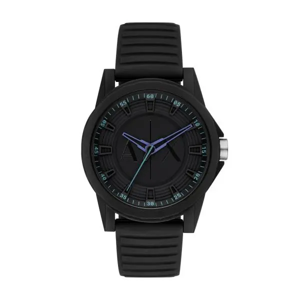 image of Armani Exchange Quartz Black Dial Silicone Strap Mens Watch AX2533 AX2533