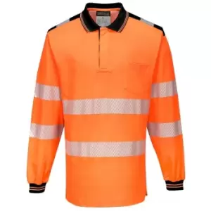 T184OBRM - sz M PW3 Hi-Vis Polo Shirt L/S - Orange/Black - Portwest