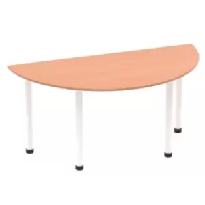 Image of Impulse 1600mm Semi-Circle Table Beech Top White Post Leg