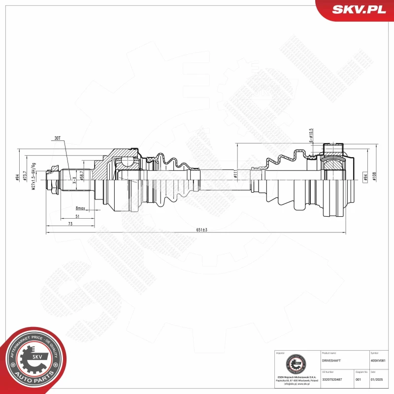 Image of ESEN SKV Drive shaft ESEN SKV 40SKV081