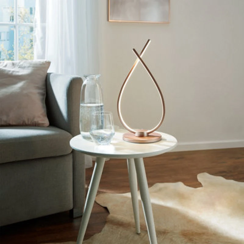 Image of Eglo Palozza LED Table Lamp, Warm White 3000K, Rose Gold Aluminium, Modern Decorative Indoor Lighting