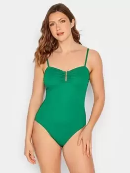 Image of Long Tall Sally Green Textured Swimsuit, Green, Size 10, Women