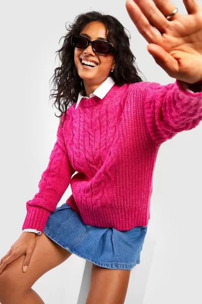 image of Soft Chunky Cable Knit Jumper