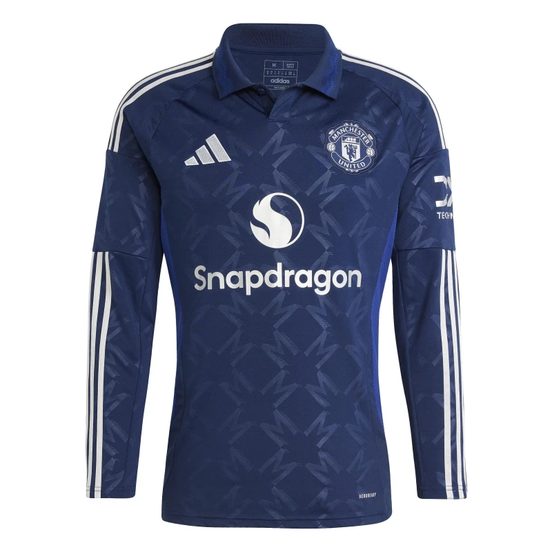 Image of adidas Manchester United Away Long Sleeve Shirt Adults - Blue Blue 2XL