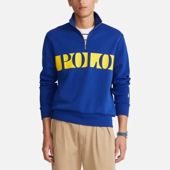 Image of Polo Ralph Lauren Mens Half Zip Polo Stripe Sweatshirt - Heritage Royal Blue - L