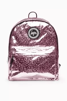 image of HYPE UNISEX Pink HOLOGRAPHIC LEOPARD CREST BACKPACK