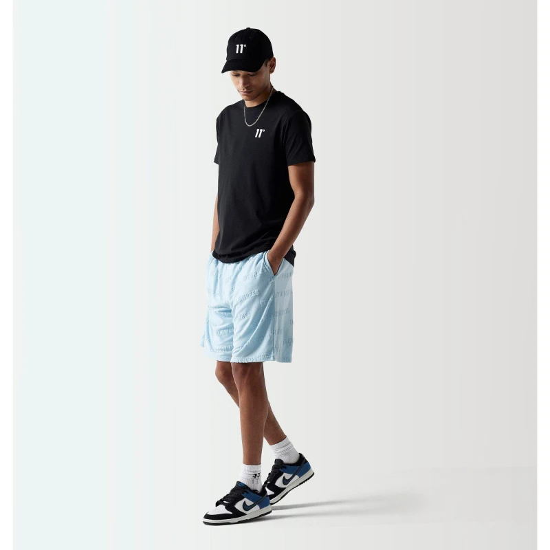Image of 11 Degrees Embossed Towelling Shorts - Ice Blue Ice Blue 11D3721-1204-XS-11D