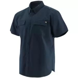 Image of Button Up Short Sleeve Shirt Shirts Navy Large