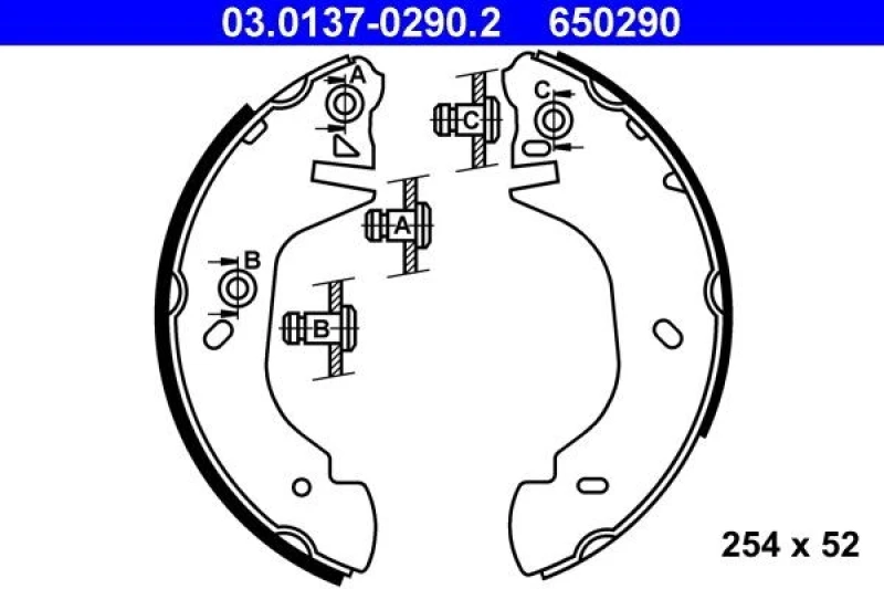 Image of ATE 03.0137-0290.2 Brake Shoes Brake Shoe Set (70)