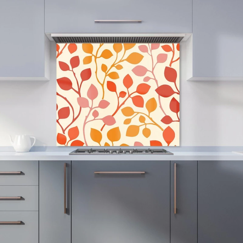 Image of Warren Reed - Designer Autumn Leaves Kitchen Splashback in Red Size: 900mm x 650mm Red Unisex 900mm x 650mm