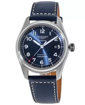 image of Longines Spirit Automatic Blue Dial Leather Strap Mens Watch L3.810.4.93.0 L3.810.4.93.0