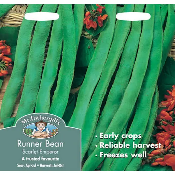 Image of Mr. Fothergill's Runner Bean Stringless Scarlet Emperor (Phaseolus Coccineus) Seeds