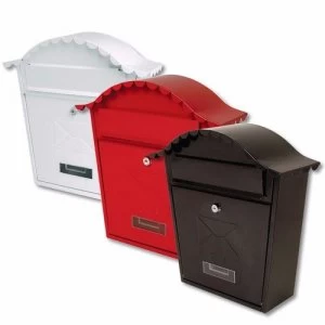 Image of Sterling Classic Styled Post Steel Letter Box With Name Plate - Black