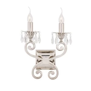 Image of 2 Light Indoor Twin Candle Wall Light Polished Nickel Plate, E14