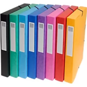 Image of Exacompta Elasticated Box File 25mm, A4, Assorted, Pack of 8