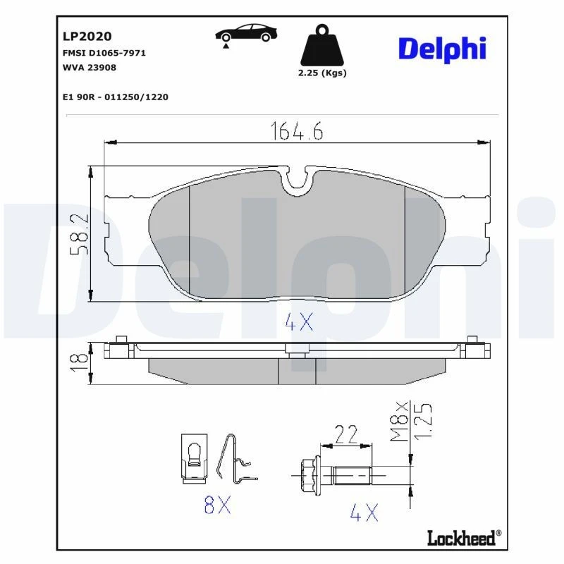 Image of DELPHI Brake pad set DELPHI LP2020